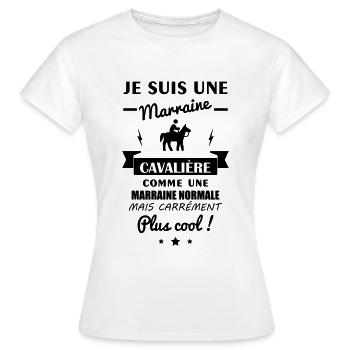 Marraine cavalière, idée cadeau équitation, cheval - T-shirt Femme - blanc - Devant - AI Model Female 172 dark (172cm)