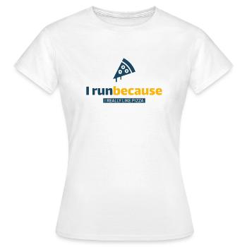 Je cours parce que j’aime beaucoup la pizza ! - T-shirt Femme - blanc - Devant - AI Model Female 172 dark (172cm)