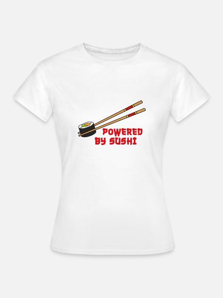 POWERED BY SUSHI - Frauen T-Shirt - Weiß