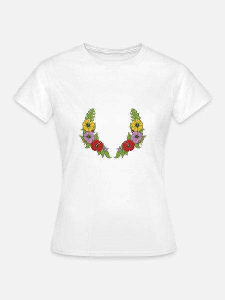 Blumenkranz - Frauen T-Shirt - Weiß