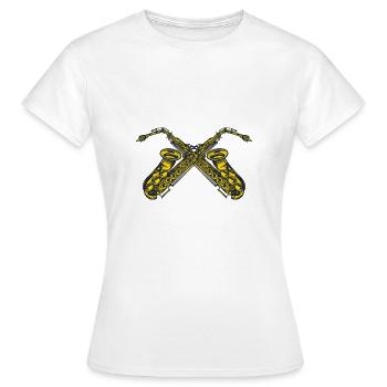 Saxophone croisé - T-shirt Femme - blanc - Devant - AI Model Female 172 dark (172cm)