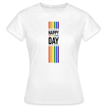 Heureux CSD LGBT Gay Pride Rainbow - T-shirt Femme - blanc - Devant - AI Model Female 172 dark (172cm)