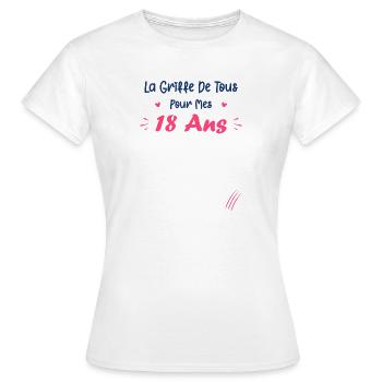 La griffe de tous pour mes 18 ans - T-shirt Femme - blanc - Devant - AI Model Female 172 dark (172cm)