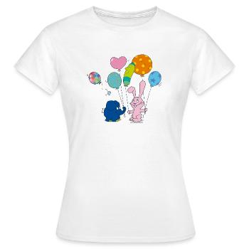 Elefant und Hase mit Luftballons - Frauen T-Shirt - Weiß - Vorne - AI Model Female 172 dark (172cm)