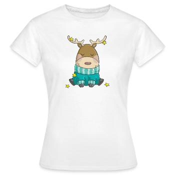 Putziges Weihnachts Rentier Comic - Frauen T-Shirt - Weiß - Vorne - AI Model Female 172 dark (172cm)