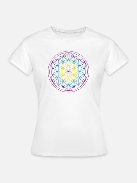 Fleur de vie arc en ciel - T-shirt Femme - blanc