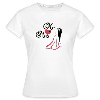mr and mrs wedding - Women's T-Shirt - white - Front - AI Model Female 172 dark (172cm)