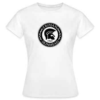 Trojaner Skinhead Design - AntiRacist Skinhead - Frauen T-Shirt - Weiß - Vorne - AI Model Female 172 dark (172cm)