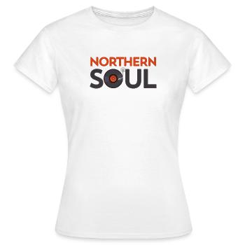 Northern Soul-Grafik - Mod-Kleidung - Trojaner - Frauen T-Shirt - Weiß - Vorne - AI Model Female 172 dark (172cm)