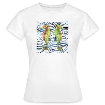 Hippocampes - T-shirt Femme - blanc - Devant - AI Model Female 172 dark (172cm)
