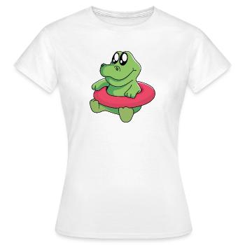 Bébé crocodile apprend à nager - T-shirt Femme - blanc - Devant - AI Model Female 172 dark (172cm)