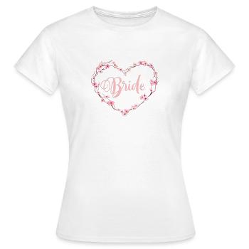 Cherry Blossoms Heart Team Bride 1 - Women's T-Shirt - white - Front - AI Model Female 172 dark (172cm)