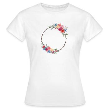 Couronne de fleurs rustique personnalisable - T-shirt Femme - blanc - Devant - AI Model Female 172 dark (172cm)