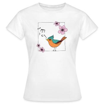 Oiseau chanteur - T-shirt Femme - blanc - Devant - AI Model Female 172 dark (172cm)