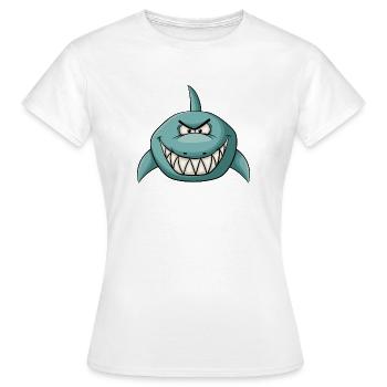 Böse grinsender Hai - Frauen T-Shirt - Weiß - Vorne - AI Model Female 172 dark (172cm)