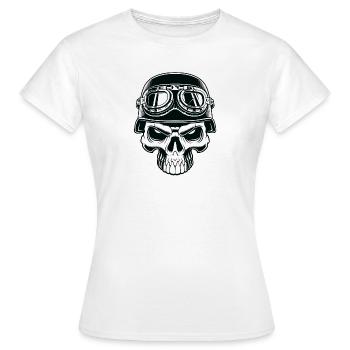 Tête de mort motard - T-shirt Femme - blanc - Devant - AI Model Female 172 dark (172cm)