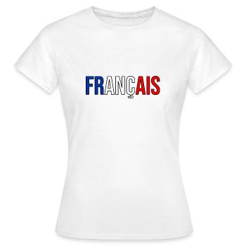 Französisches Flaggenlandland blau weiß rotes Logo - Frauen T-Shirt - Weiß - Vorne - AI Model Female 172 dark (172cm)