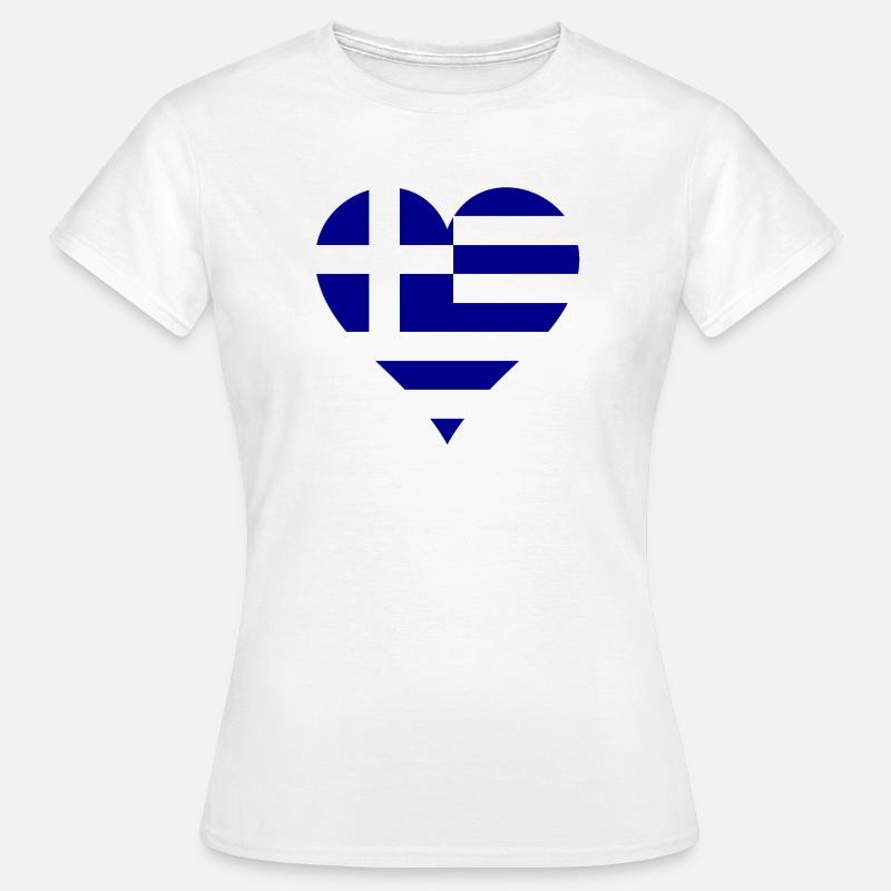 Gresk flagg som et hjerte - Dame-T-shirt - hvid
