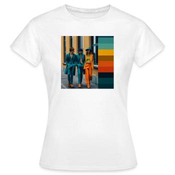 Bleu-Vert-Orange : Mélodie des couleurs - T-shirt Femme - blanc - Devant - AI Model Female 172 dark (172cm)