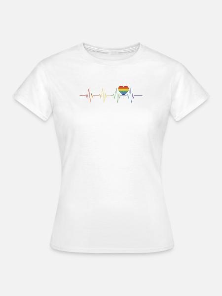 Gay Pride Regenbogenherz - Frauen T-Shirt - Weiß