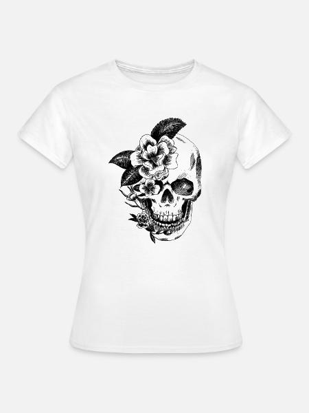 crane et fleurs - T-shirt Femme - blanc