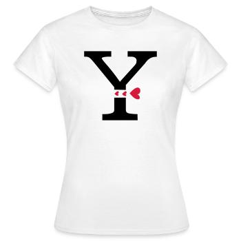 Capital lettre Y avec des coeurs - T-shirt Femme - blanc - Devant - AI Model Female 172 dark (172cm)
