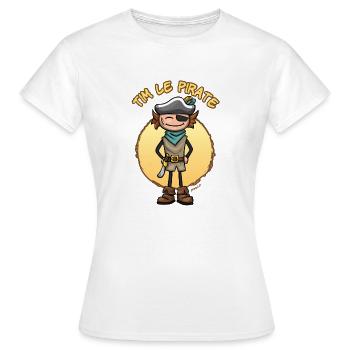 Tim le pirate - T-shirt Femme - blanc - Devant - AI Model Female 172 dark (172cm)