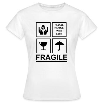 FRAGILE sticker black - Women's T-Shirt - white - Front - AI Model Female 172 dark (172cm)