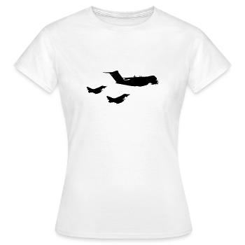 A400M Europa Militärflugzeug, deutsche Luftwaffe - Frauen T-Shirt - Weiß - Vorne - AI Model Female 172 dark (172cm)