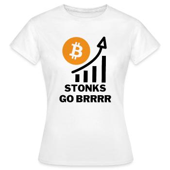 Funny Bitcoin Value Stonks Meme - Women's T-Shirt - white - Front - AI Model Female 172 dark (172cm)