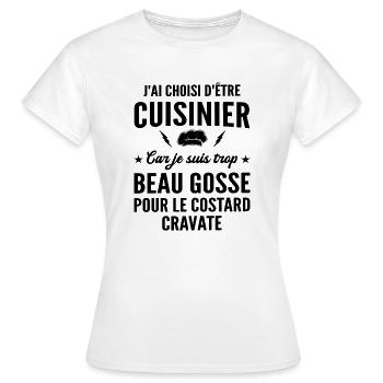 cuisinier et beau gosse / humour cuisinier - T-shirt Femme - blanc - Devant - AI Model Female 172 dark (172cm)