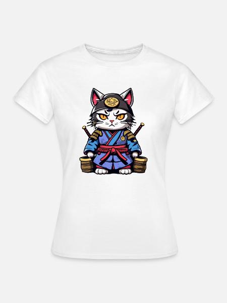 Samurai-Katze #23 - Frauen T-Shirt - Weiß