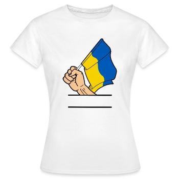 Flagge Ukraine faust Textraum - Frauen T-Shirt - Weiß - Vorne - AI Model Female 172 dark (172cm)
