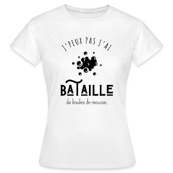 J’peux pas j’ai bataille de boules de mousse - T-shirt Femme - blanc - Devant - AI Model Female 172 dark (172cm)