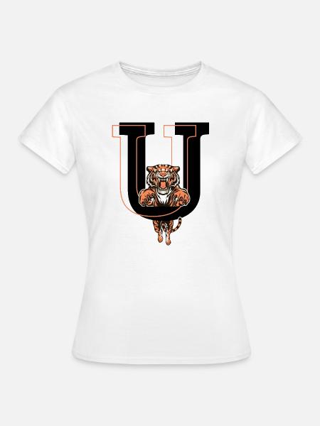 Buchstabe u Tiger - Geschenkidee - Frauen T-Shirt - Weiß