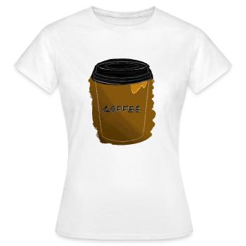 coffee becher mit outlines - Frauen T-Shirt - Weiß - Vorne - AI Model Female 172 dark (172cm)