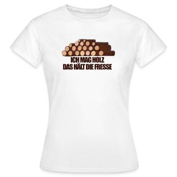 Holz hält die Fresse - Frauen T-Shirt - Weiß - Vorne - AI Model Female 172 dark (172cm)