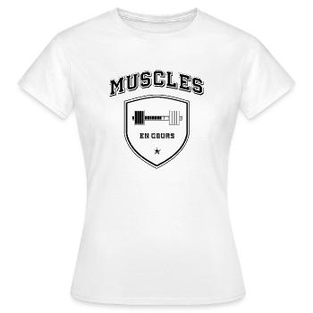 Muscles en cours - Haltère - T-shirt Femme - blanc - Devant - AI Model Female 172 dark (172cm)