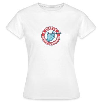 Impfen statt Schimpfen - Frauen T-Shirt - Weiß - Vorne - AI Model Female 172 dark (172cm)