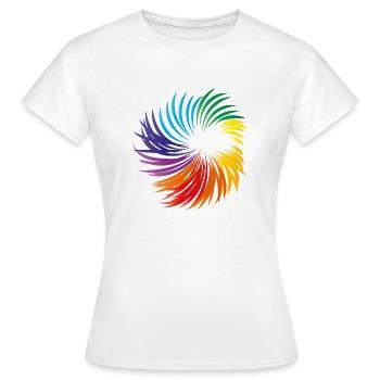 Wirbel Regenbogen - Frauen T-Shirt - Weiß - Vorne - AI Model Female 172 dark (172cm)