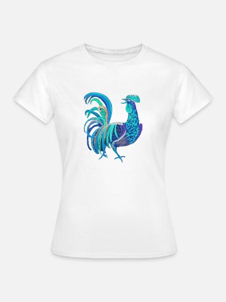 blauer Hahn - Frauen T-Shirt - Weiß