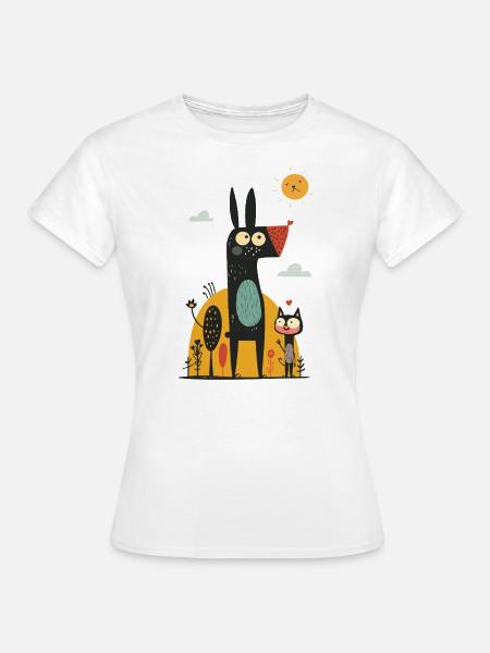Chien et chat - T-shirt Femme - blanc