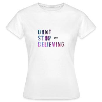 ne cessez pas de jubiler en croyant / n'arrêtez pas de croire - T-shirt Femme - blanc - Devant - AI Model Female 172 dark (172cm)
