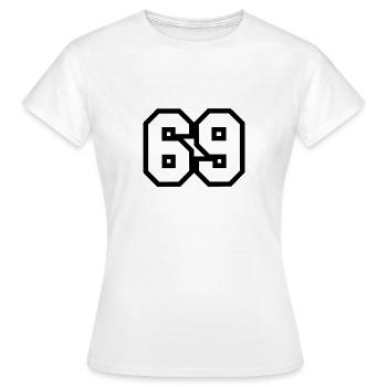 69 Zahl - Frauen T-Shirt - Weiß - Vorne - AI Model Female 172 dark (172cm)