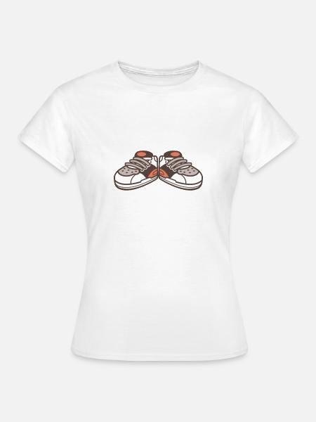 Sneaker Schuhe - Frauen T-Shirt - Weiß