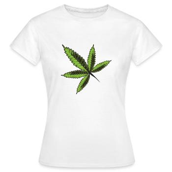 Feuille de cannabis Chanvre - T-shirt Femme - blanc - Devant - AI Model Female 172 dark (172cm)