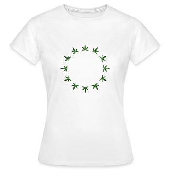 Cercle de chanvre de feuille de cannabis - T-shirt Femme - blanc - Devant - AI Model Female 172 dark (172cm)