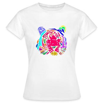 mehrfarbiger Tiger - Frauen T-Shirt - Weiß - Vorne - AI Model Female 172 dark (172cm)