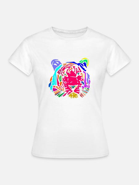 mehrfarbiger Tiger - Frauen T-Shirt - Weiß
