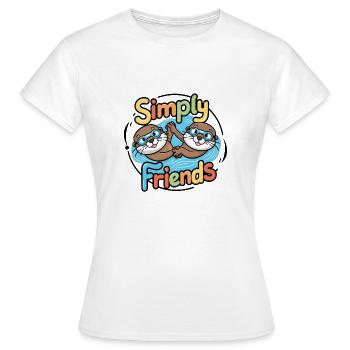 Deux drôles d’amis loutres pour la vie - T-shirt Femme - blanc - Devant - AI Model Female 172 dark (172cm)